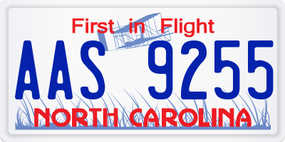 NC license plate AAS9255