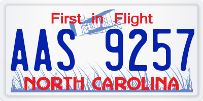 NC license plate AAS9257