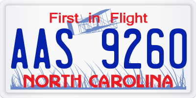 NC license plate AAS9260