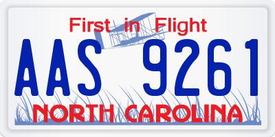 NC license plate AAS9261