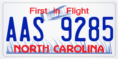 NC license plate AAS9285