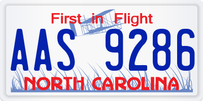 NC license plate AAS9286