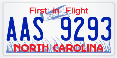 NC license plate AAS9293