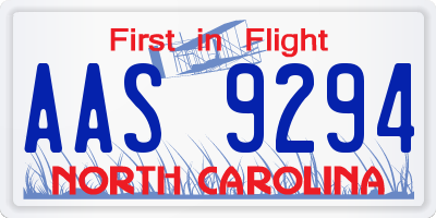 NC license plate AAS9294