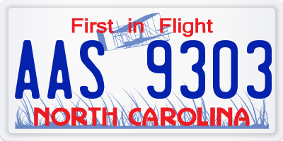 NC license plate AAS9303