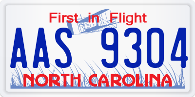 NC license plate AAS9304
