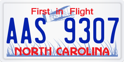 NC license plate AAS9307