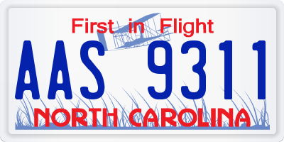 NC license plate AAS9311