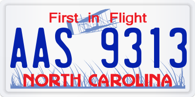 NC license plate AAS9313