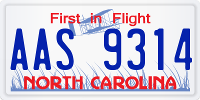 NC license plate AAS9314