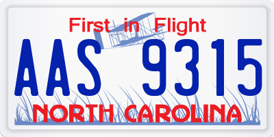 NC license plate AAS9315