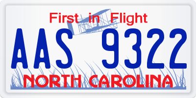 NC license plate AAS9322