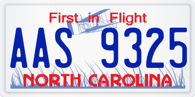 NC license plate AAS9325