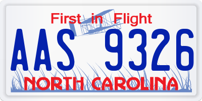 NC license plate AAS9326