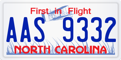 NC license plate AAS9332