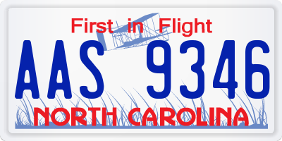 NC license plate AAS9346
