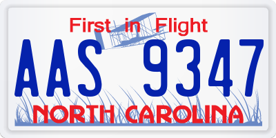 NC license plate AAS9347