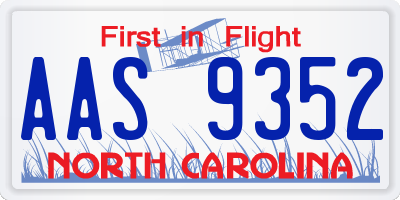 NC license plate AAS9352
