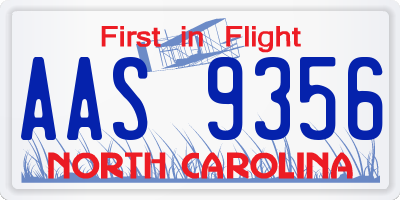 NC license plate AAS9356