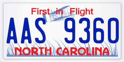 NC license plate AAS9360
