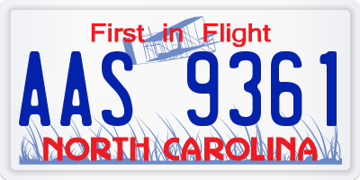 NC license plate AAS9361