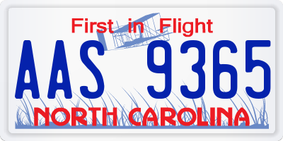 NC license plate AAS9365