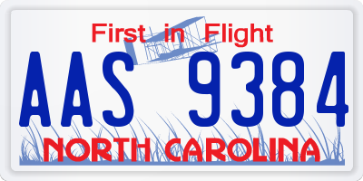 NC license plate AAS9384