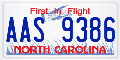 NC license plate AAS9386