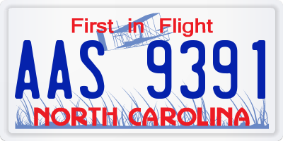 NC license plate AAS9391