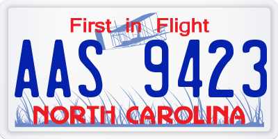 NC license plate AAS9423