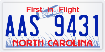 NC license plate AAS9431