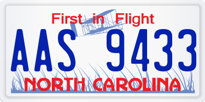 NC license plate AAS9433