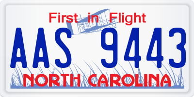 NC license plate AAS9443