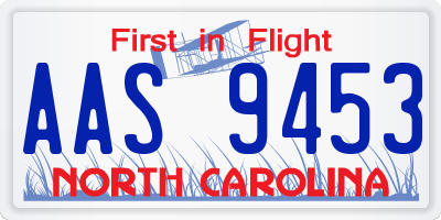 NC license plate AAS9453