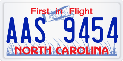NC license plate AAS9454