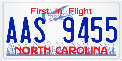 NC license plate AAS9455