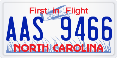 NC license plate AAS9466