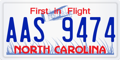 NC license plate AAS9474