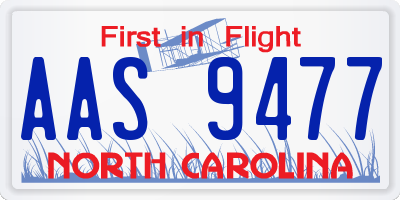NC license plate AAS9477