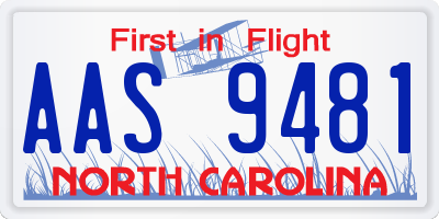 NC license plate AAS9481