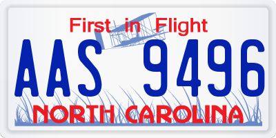 NC license plate AAS9496