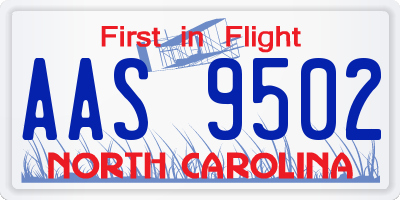 NC license plate AAS9502