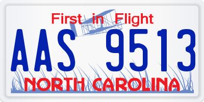 NC license plate AAS9513
