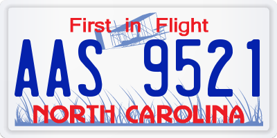NC license plate AAS9521