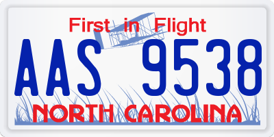 NC license plate AAS9538