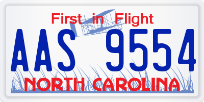 NC license plate AAS9554