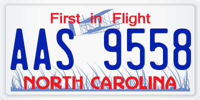 NC license plate AAS9558