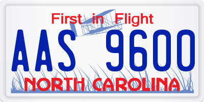 NC license plate AAS9600