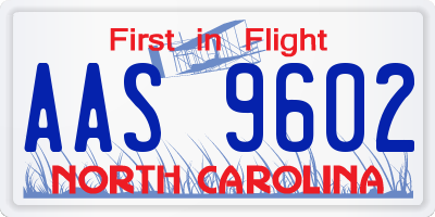 NC license plate AAS9602