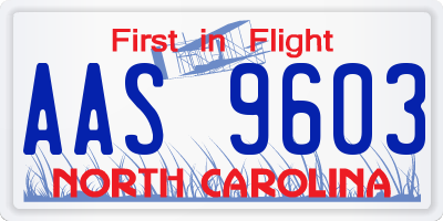 NC license plate AAS9603